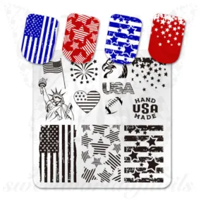 4TH Of July Nail Art Stamping Plate