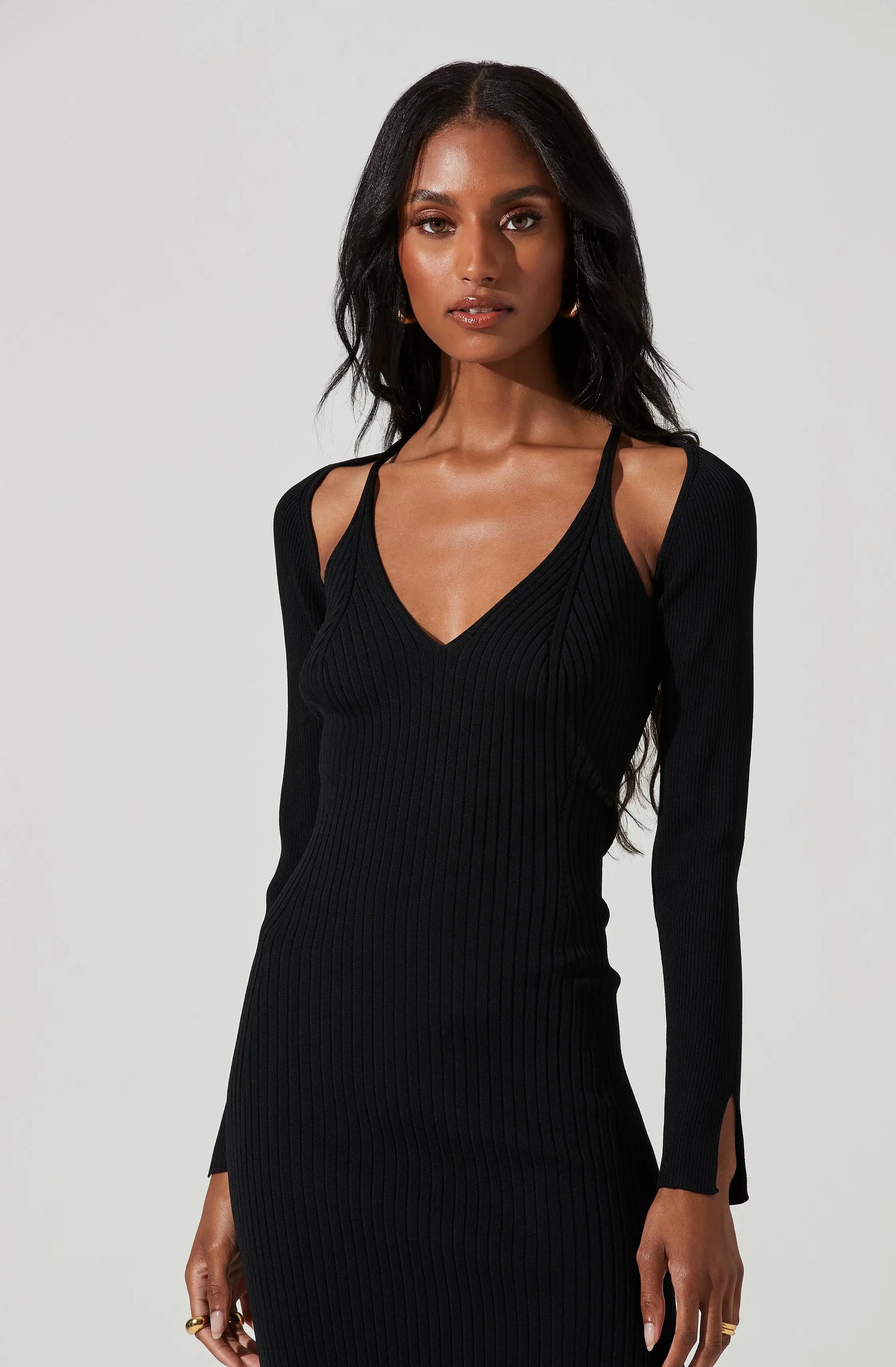 Abella Cutout Long Sleeve Midi Dress