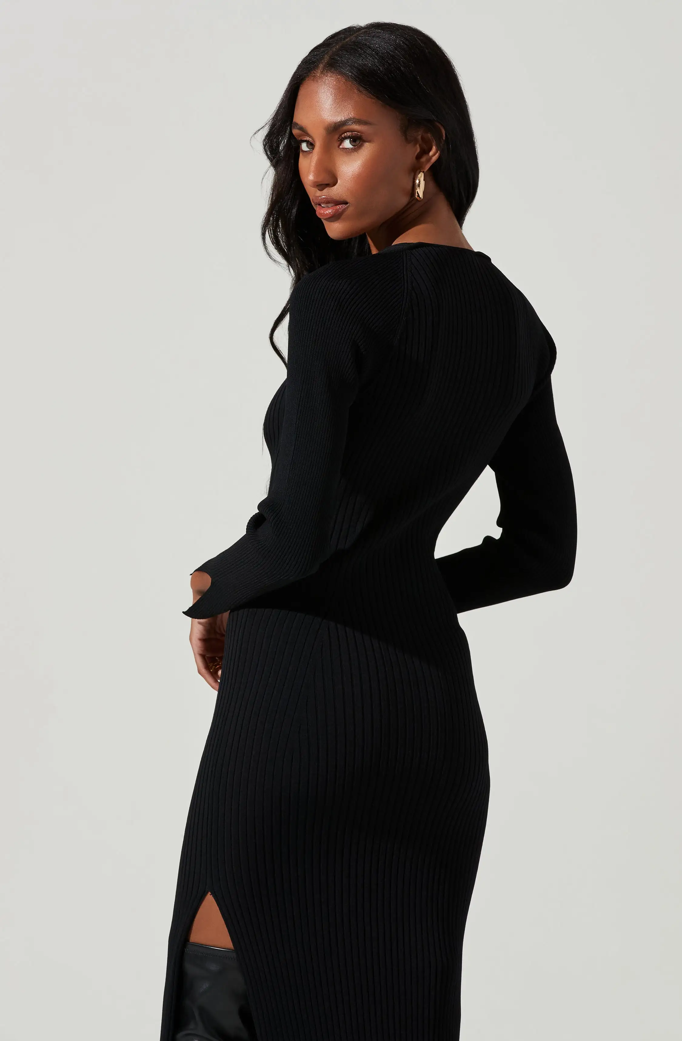 Abella Cutout Long Sleeve Midi Dress