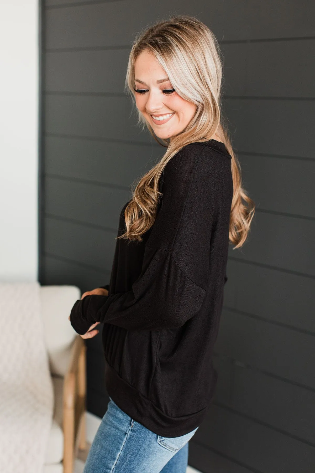 Adoring Looks V-Neck Top- Black