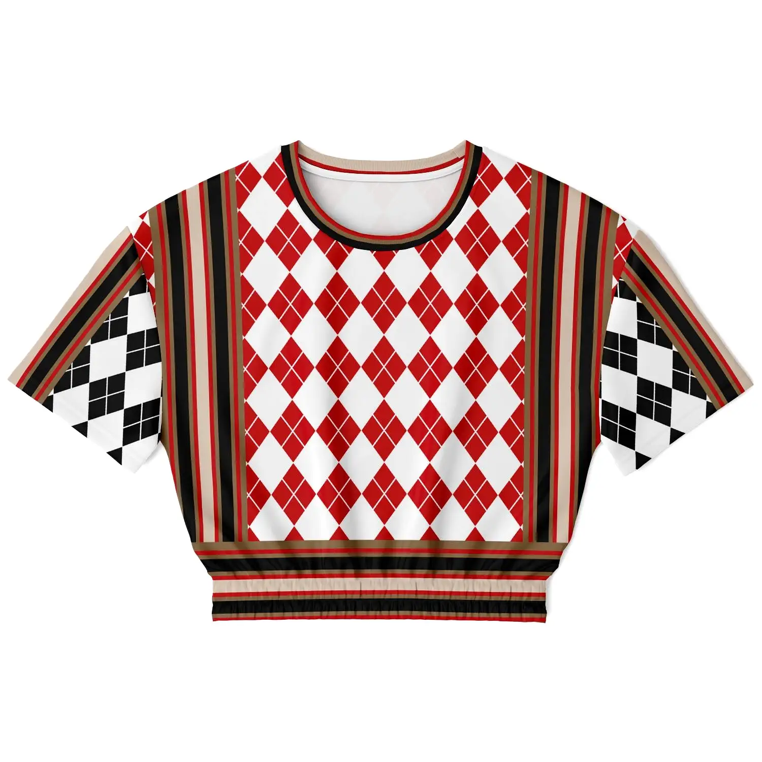 Argyle Me This Short Sleeve Cropped Eco-Poly Sweater