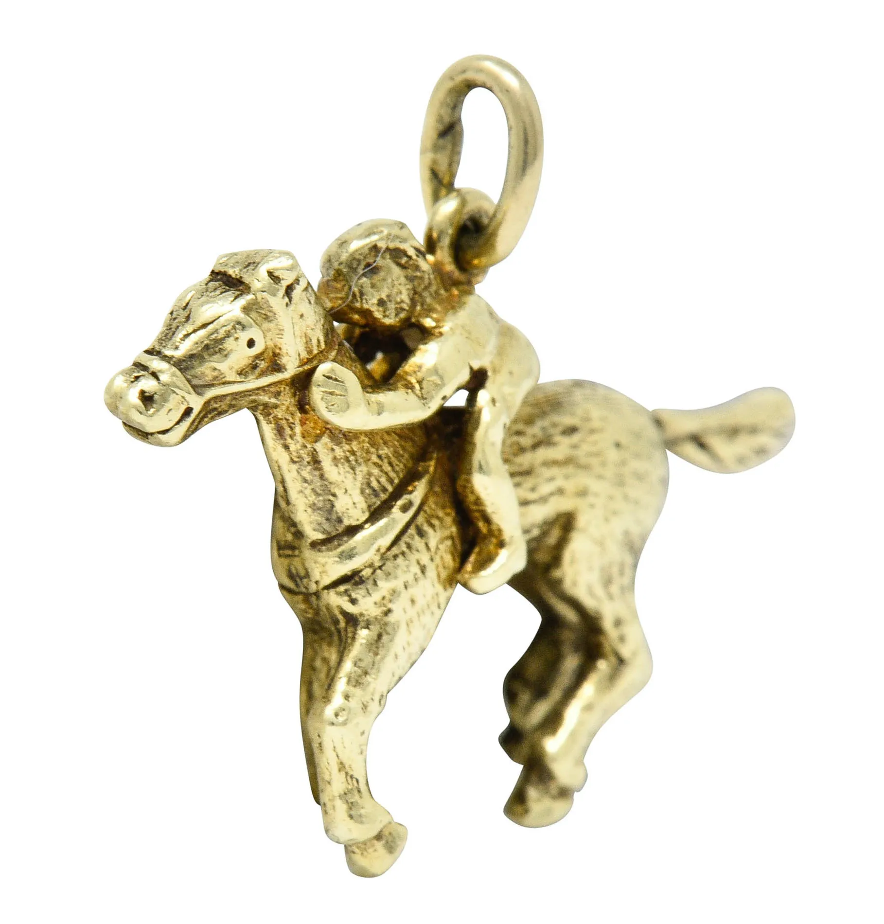 Art Nouveau 14 Karat Gold Racehorse & Jockey Charm