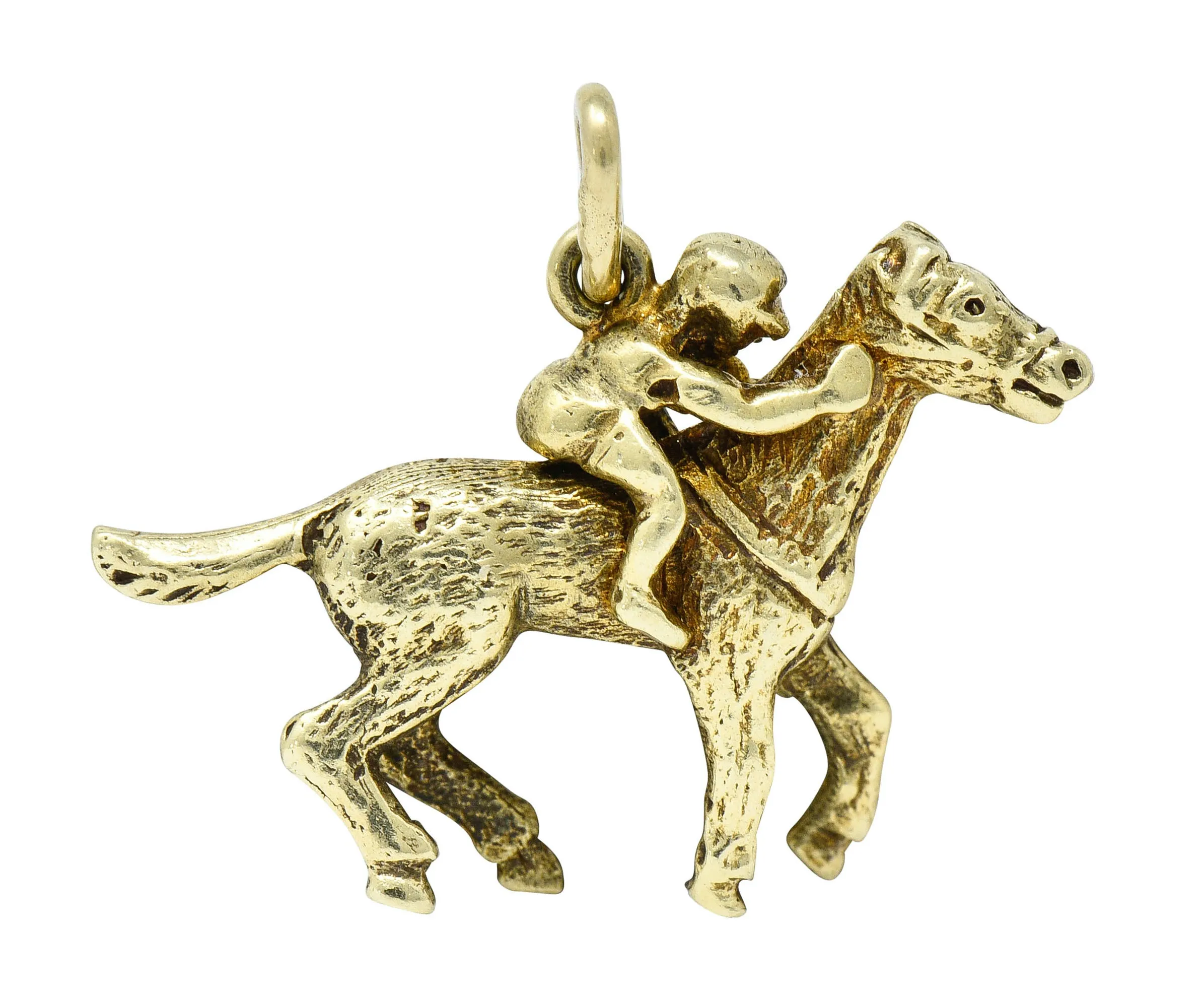 Art Nouveau 14 Karat Gold Racehorse & Jockey Charm