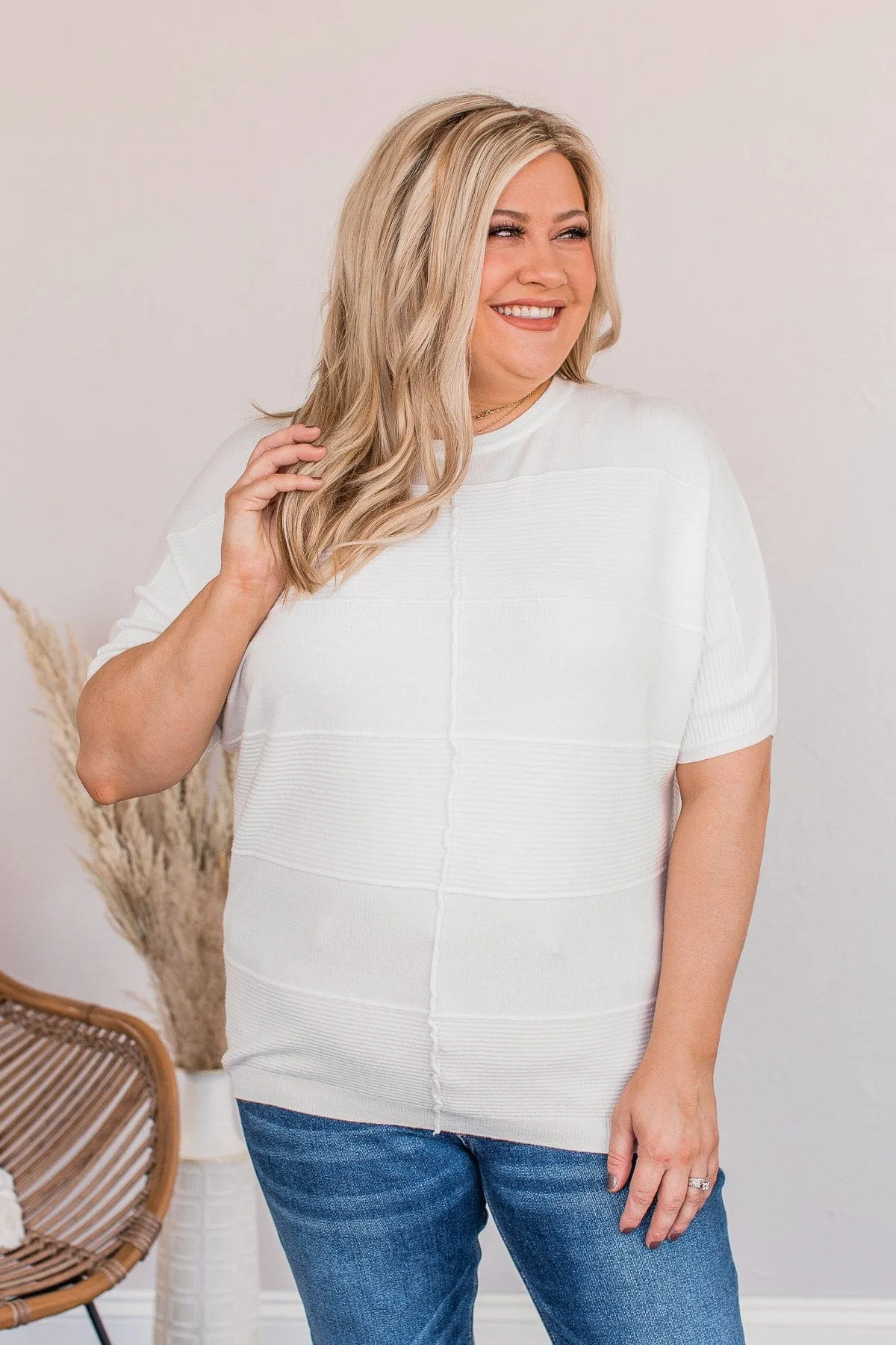 Banding Together Ribbed Top- Off White