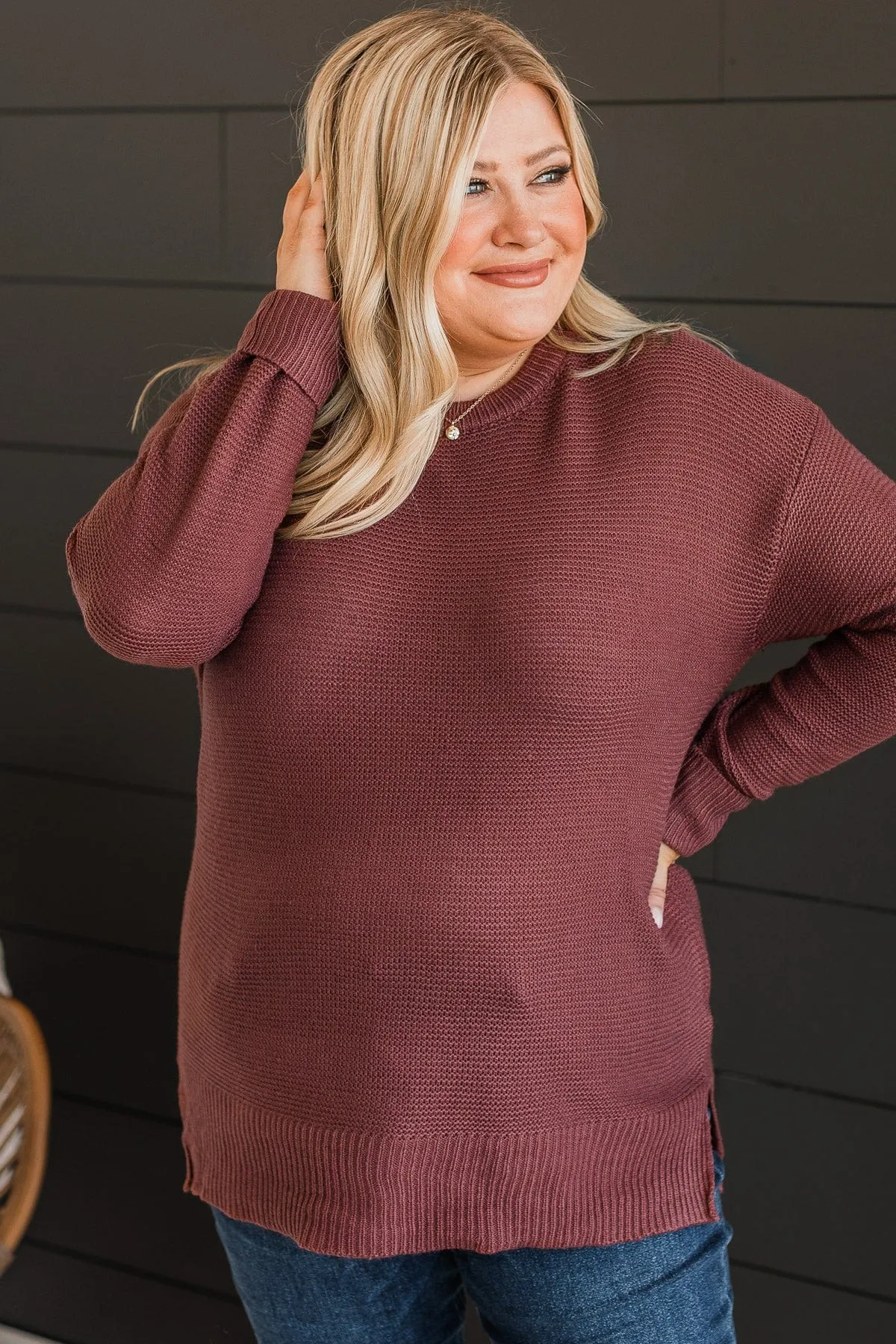 Be Fashionable Knit Sweater- Marsala