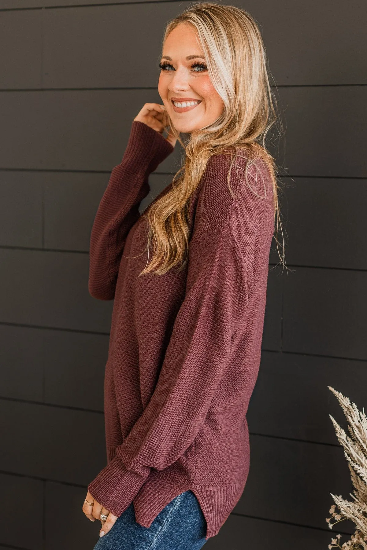 Be Fashionable Knit Sweater- Marsala