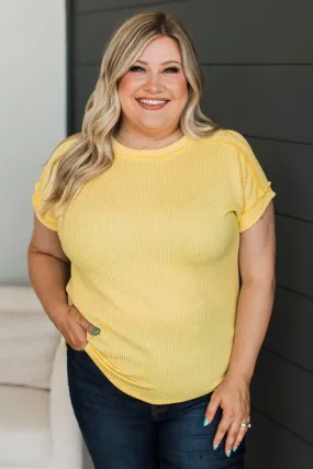 Be Your Number One Ribbed Top- Yellow