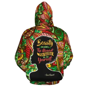 BEAUTY BEGINS ALL-OVER HOODIE