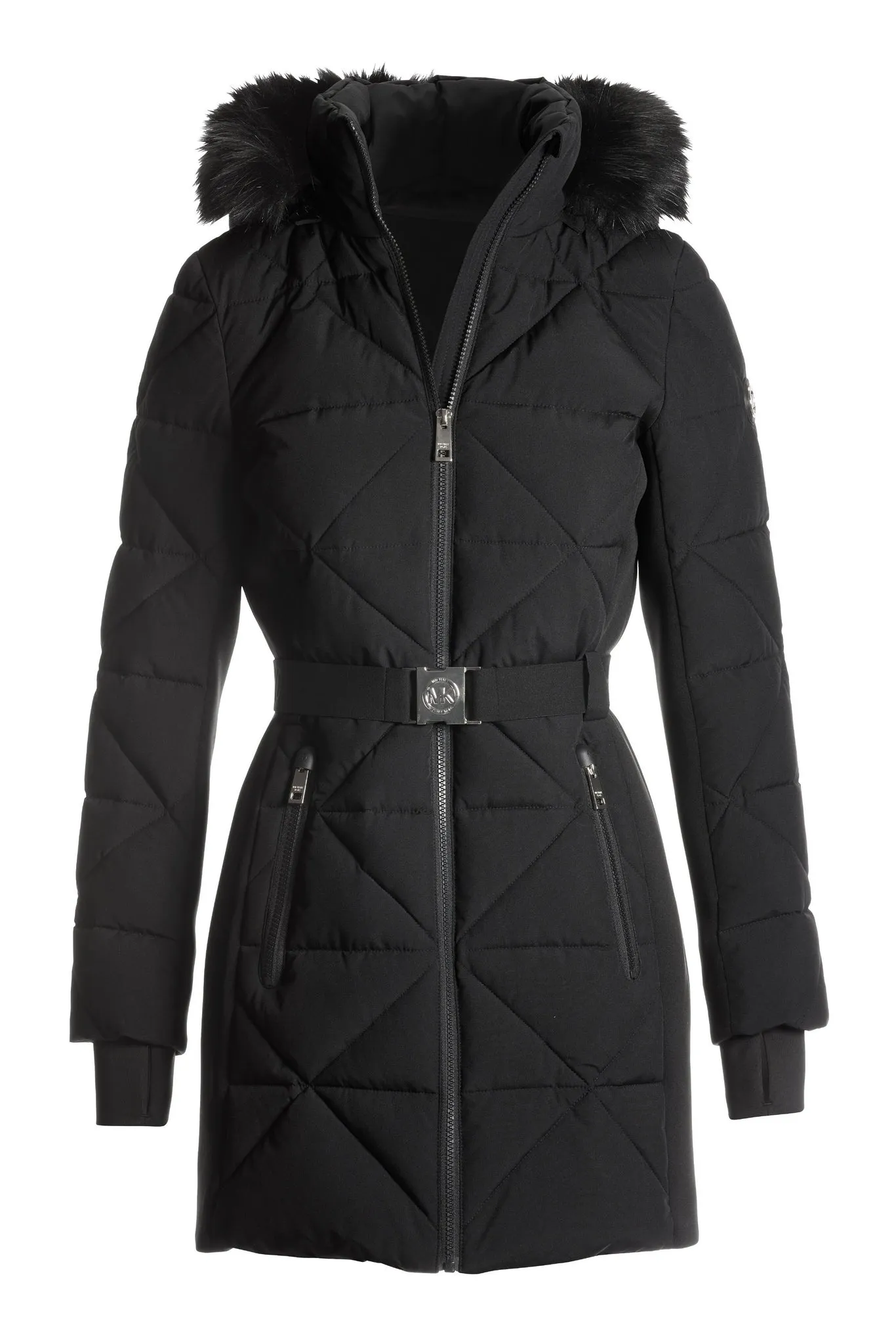 Belted Puffer Jacket Black