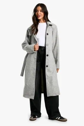 Belted Wool Look Coat