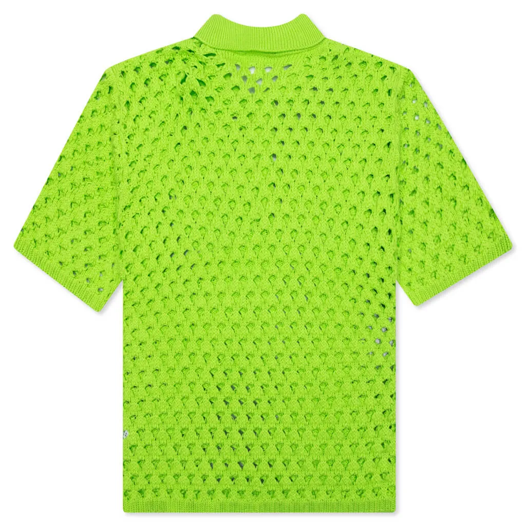 Big Mesh Polo Sweater - Lime