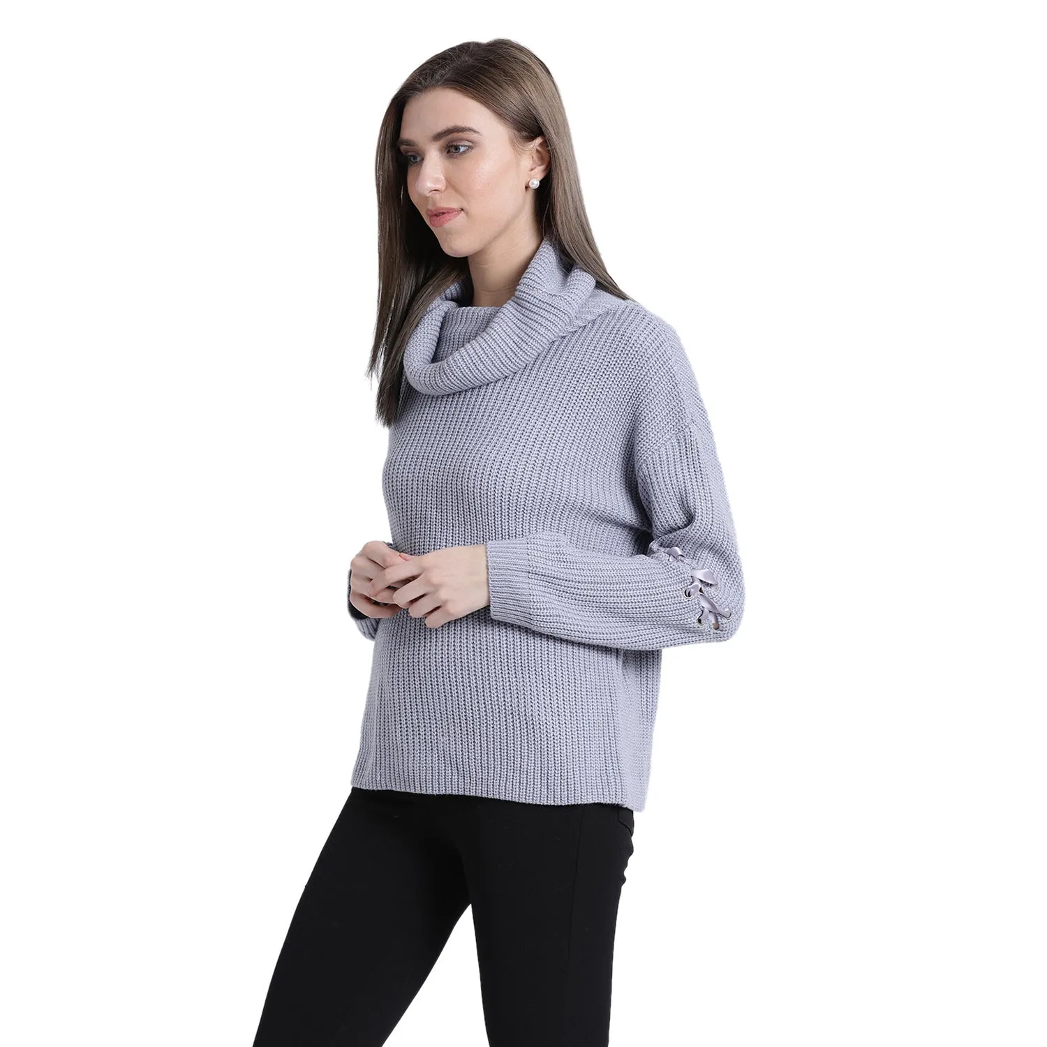 Blanc Pale Foldover Neck Sweater