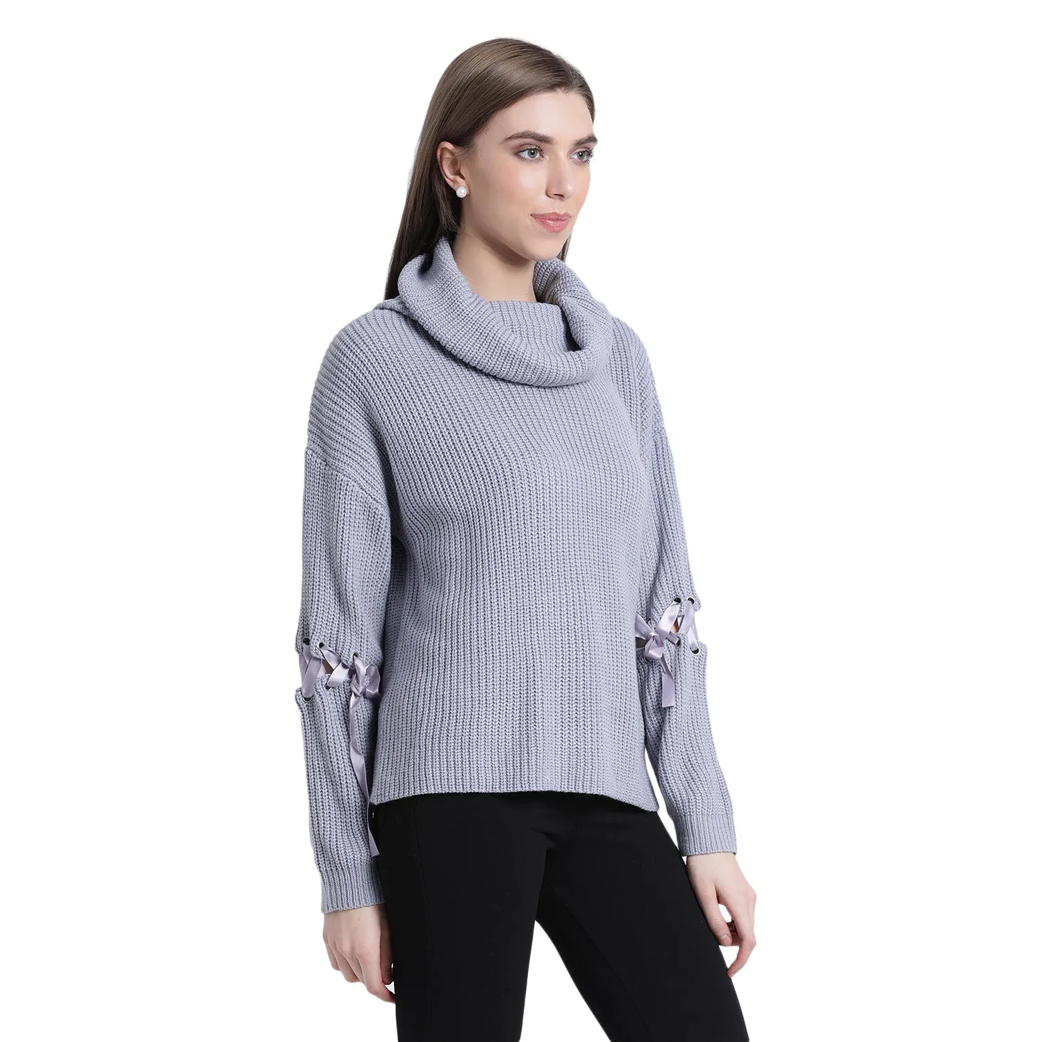 Blanc Pale Foldover Neck Sweater