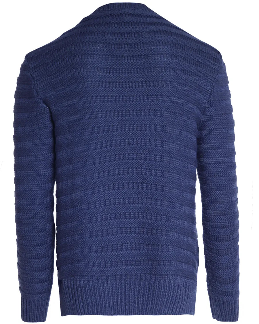 Blue Cable Knit Crewneck Sweater