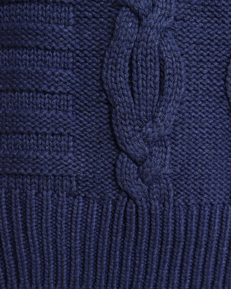 Blue Cable Knit Crewneck Sweater