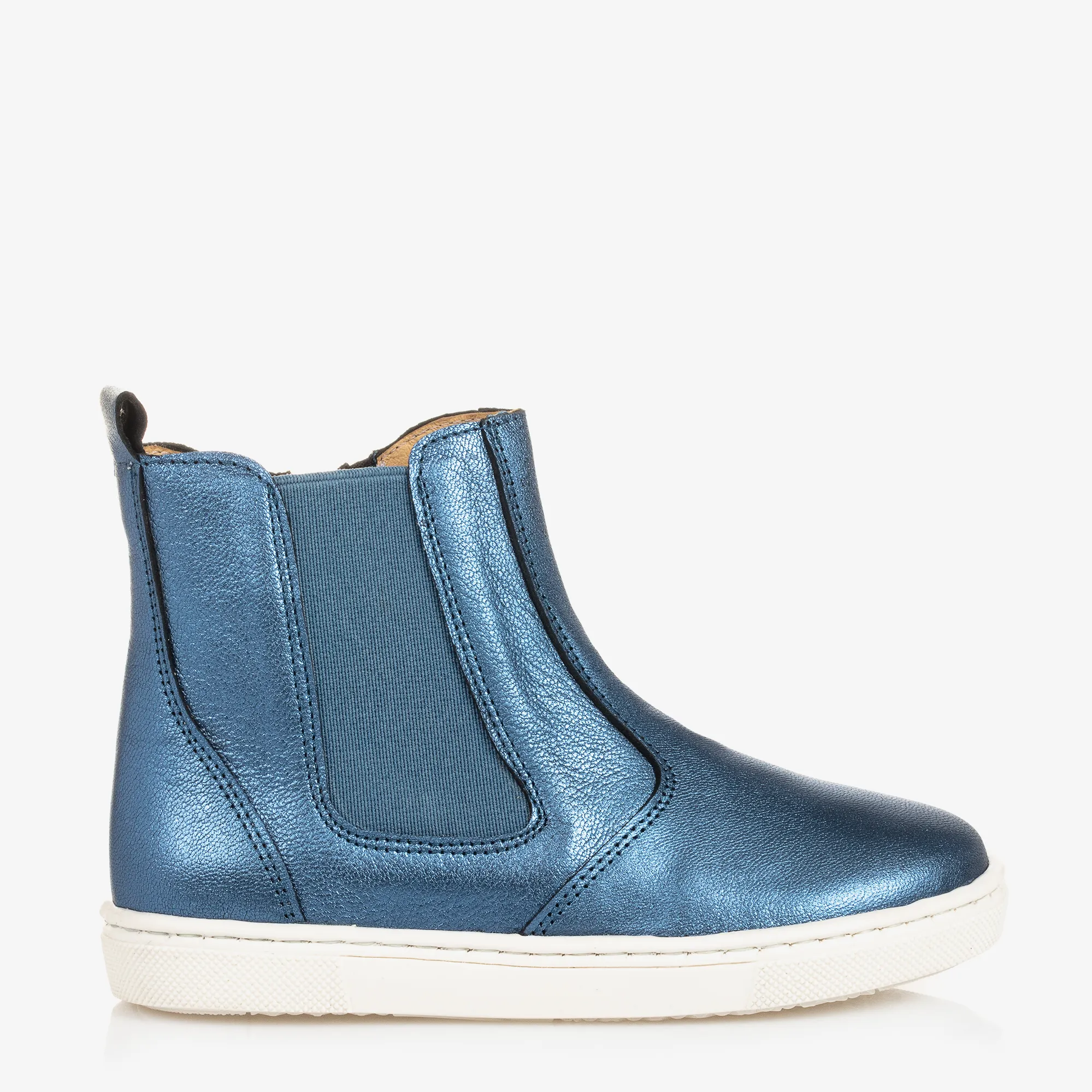 Blue Leather Ankle Boots