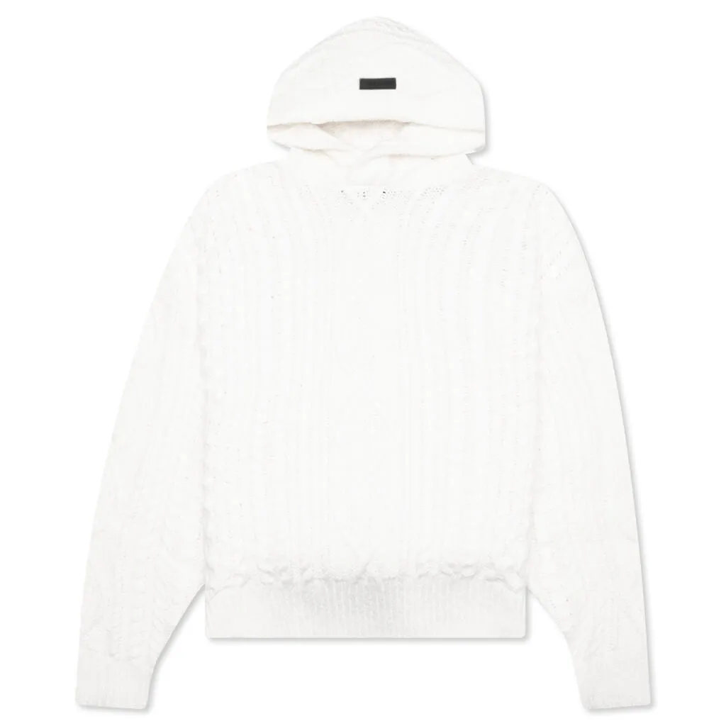 Cable Knit Hoodie - Cloud Dancer