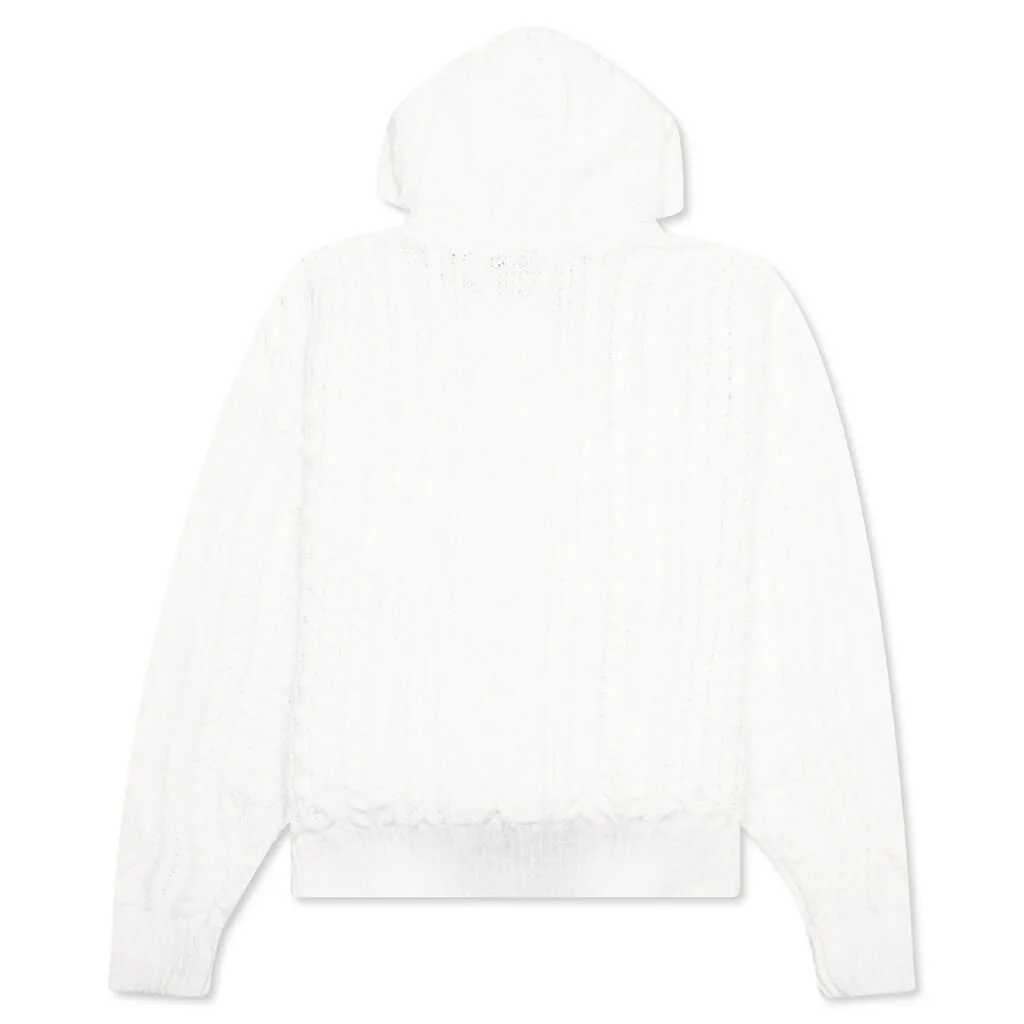 Cable Knit Hoodie - Cloud Dancer