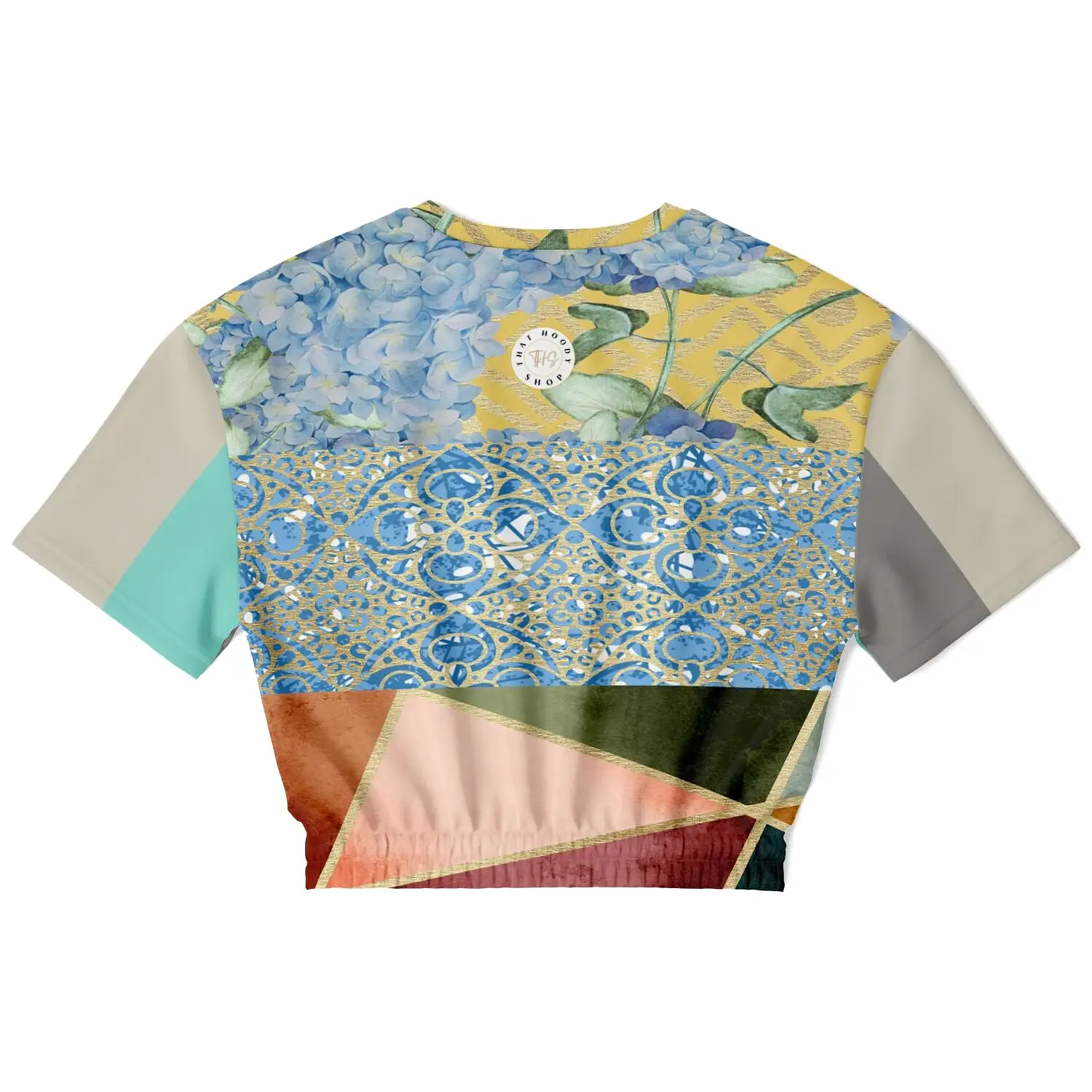 Calico Esplanade Short Sleeve Cropped Eco-Poly Sweater