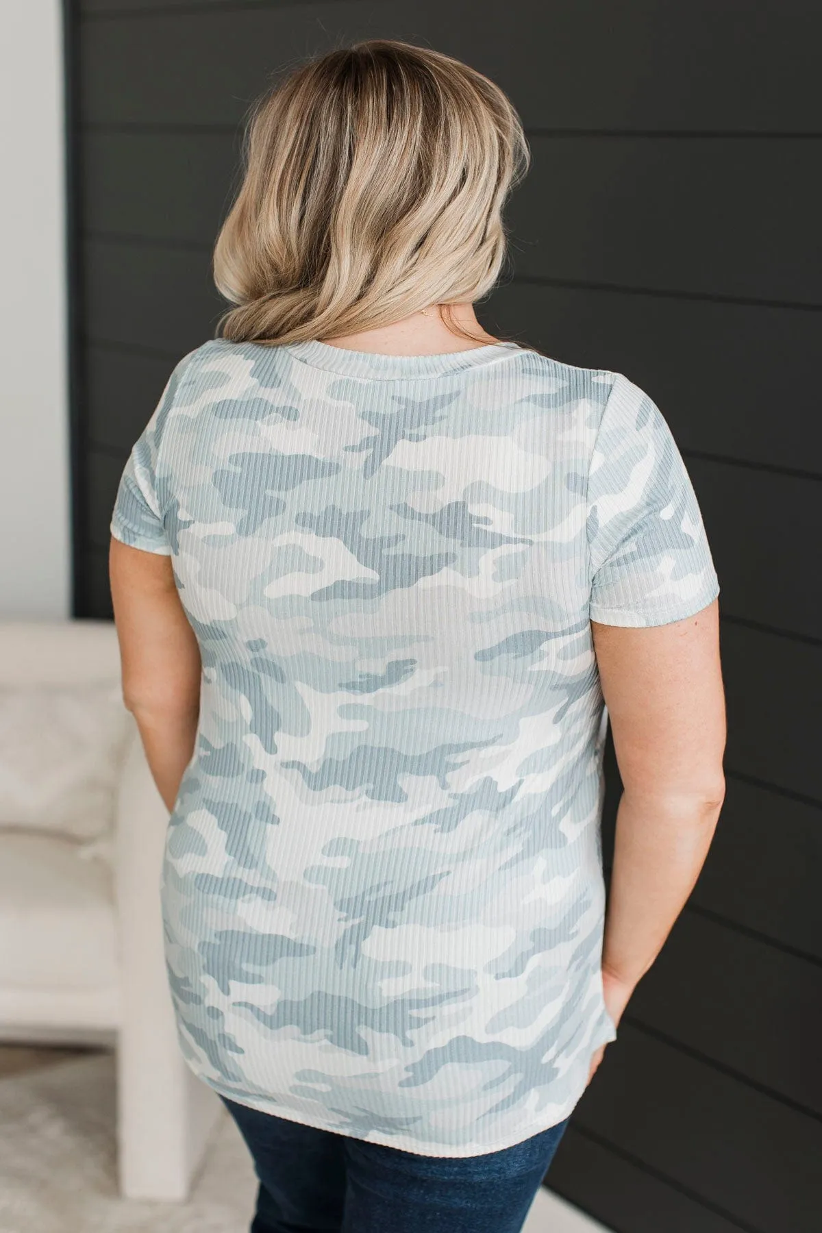 Camouflage My Feelings Ribbed Top- Grey Camo