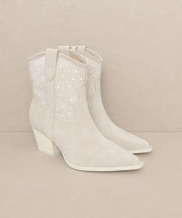 Cannes Pearl Studded Western Boots