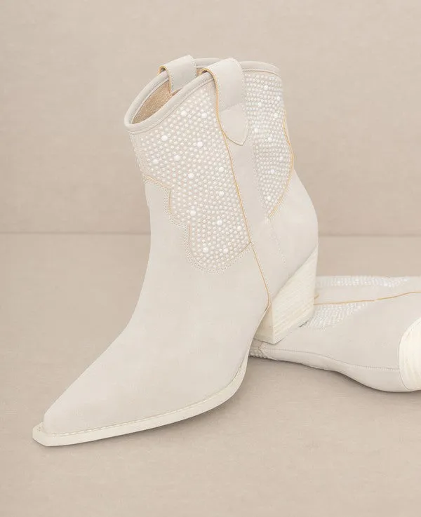 Cannes Pearl Studded Western Boots