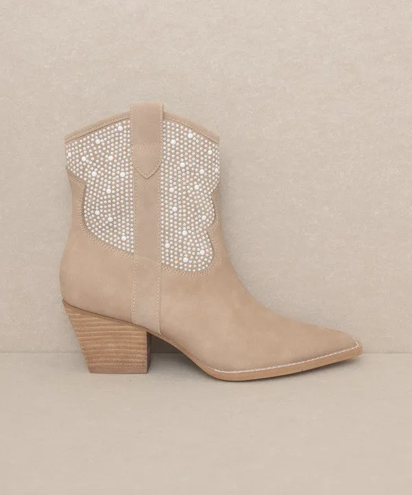 Cannes Pearl Studded Western Boots