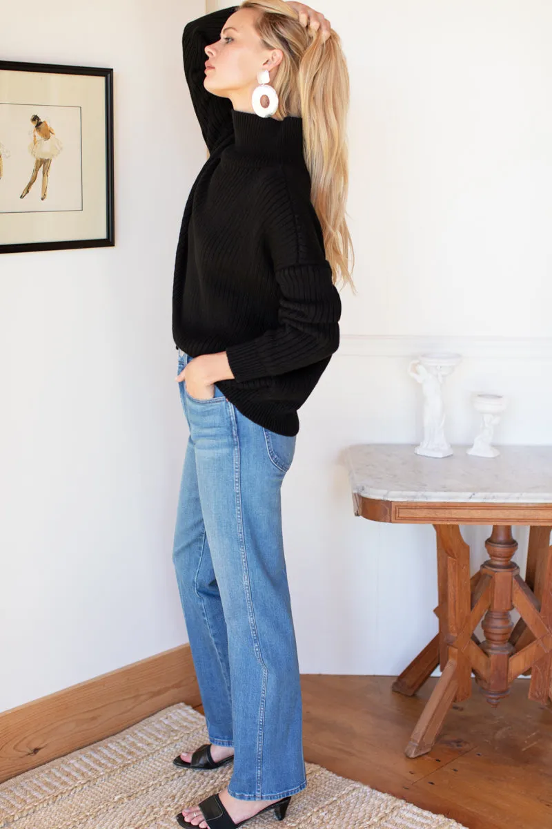 Carolyn Funnel Neck Sweater - Black Organic