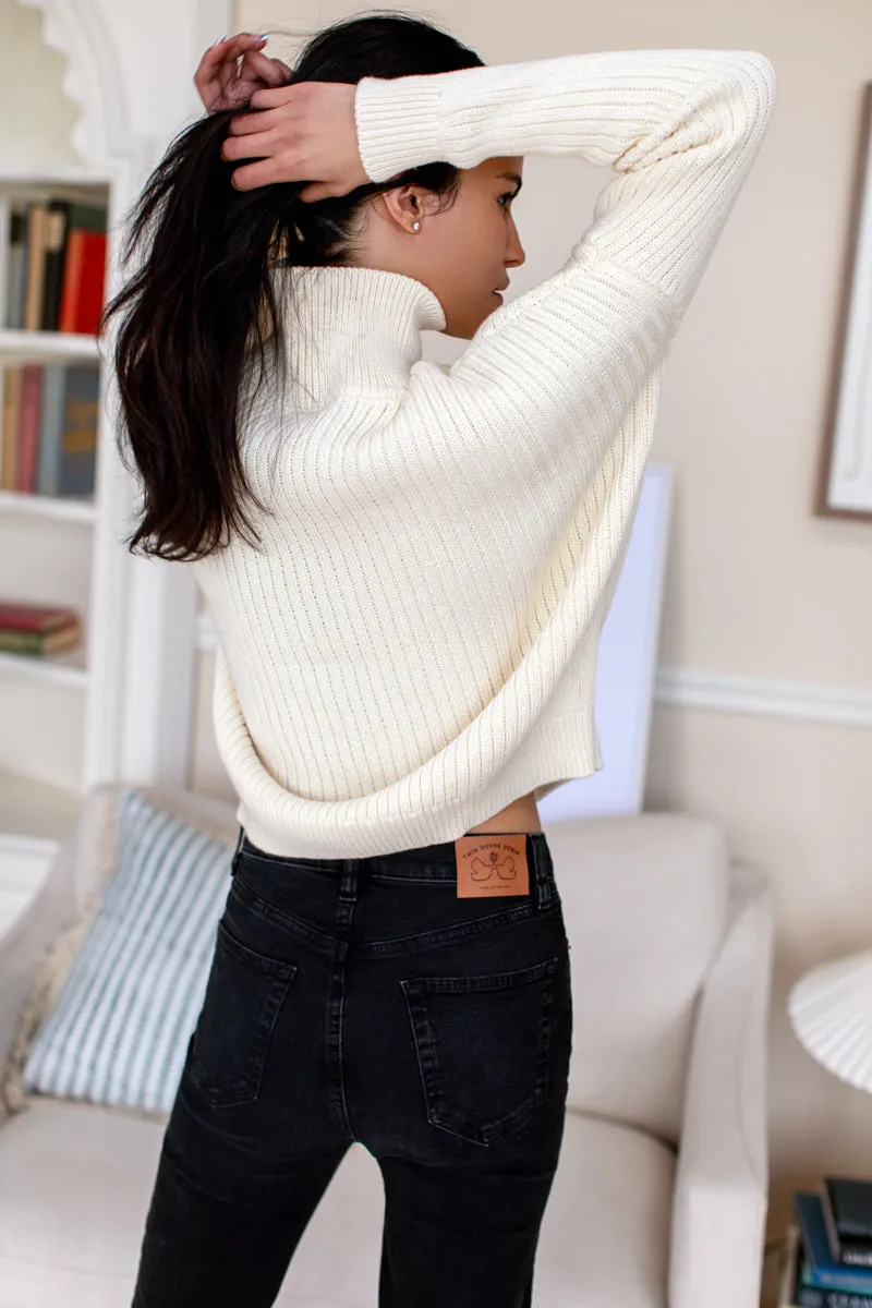 Carolyn Funnel Neck Sweater - Ivory Organic