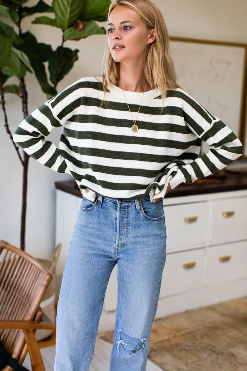 Carolyn Sweater - Army French Stripe Organic