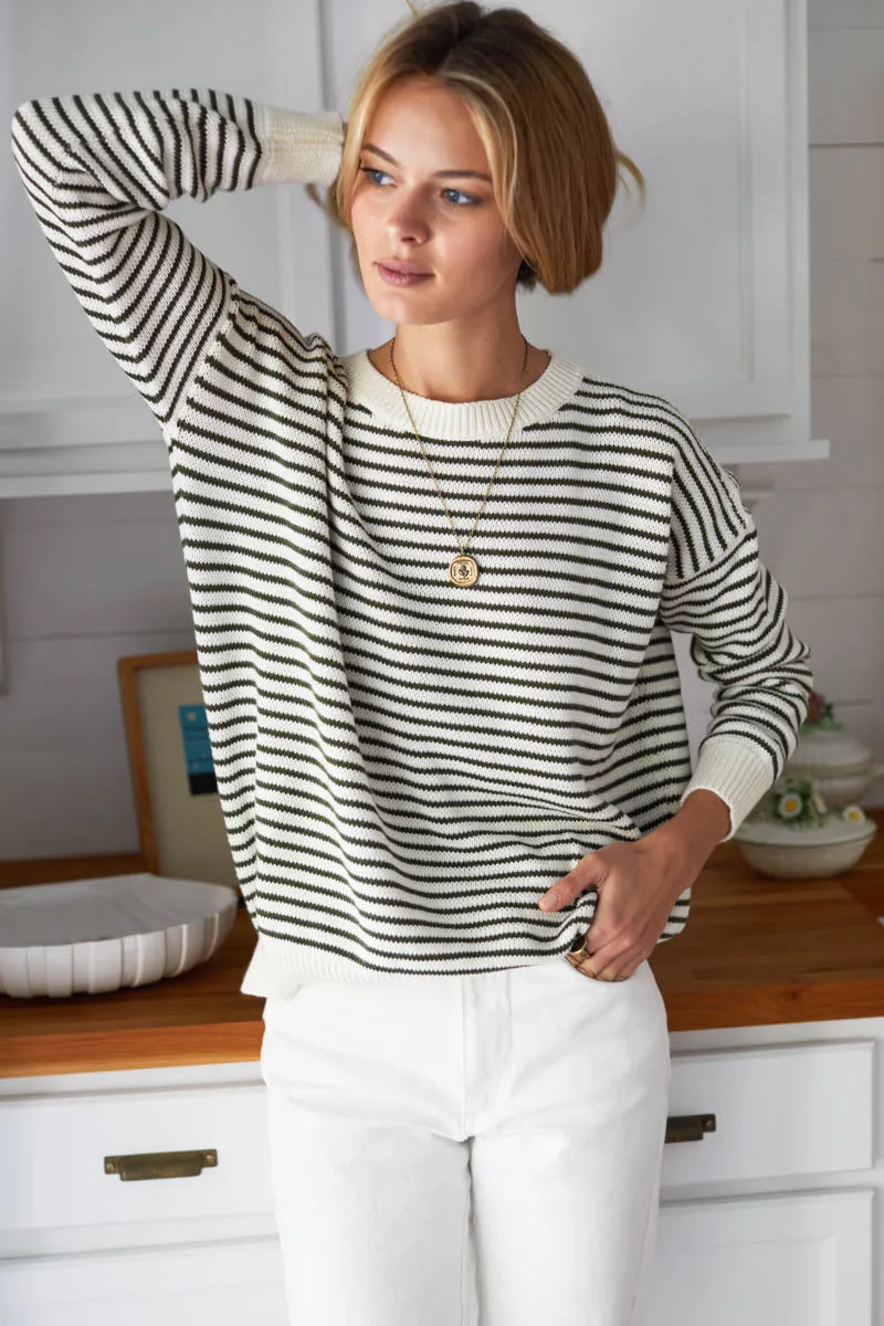 Carolyn Sweater - Army Stripe Organic