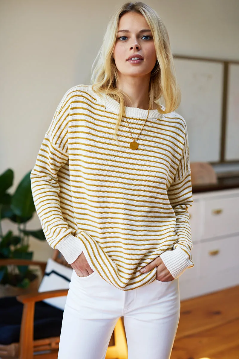 Carolyn Sweater - Marigold Stripe Organic