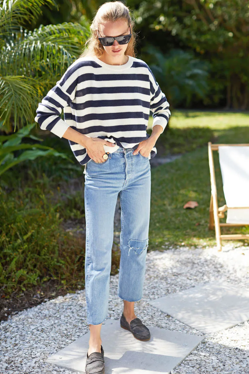 Carolyn Sweater - Navy French Stripe Organic