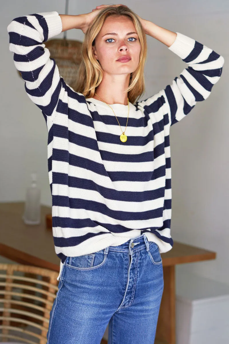 Carolyn Sweater - Navy French Stripe Organic