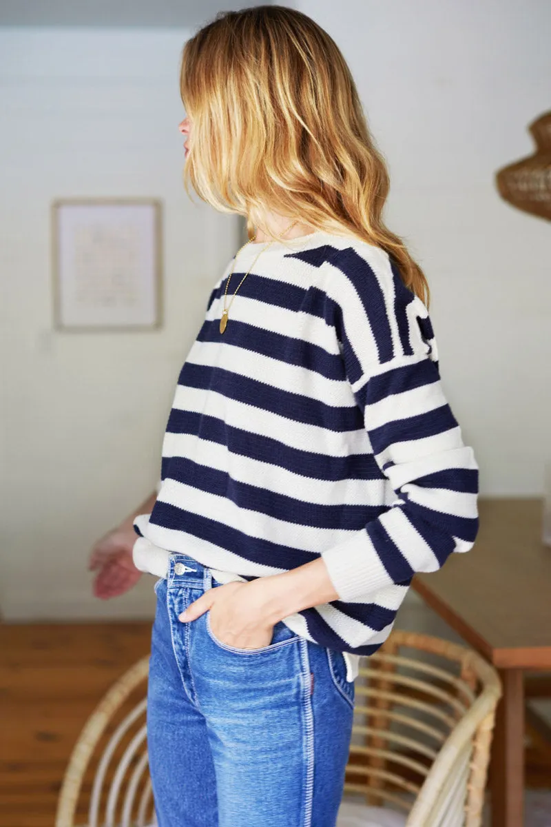 Carolyn Sweater - Navy French Stripe Organic