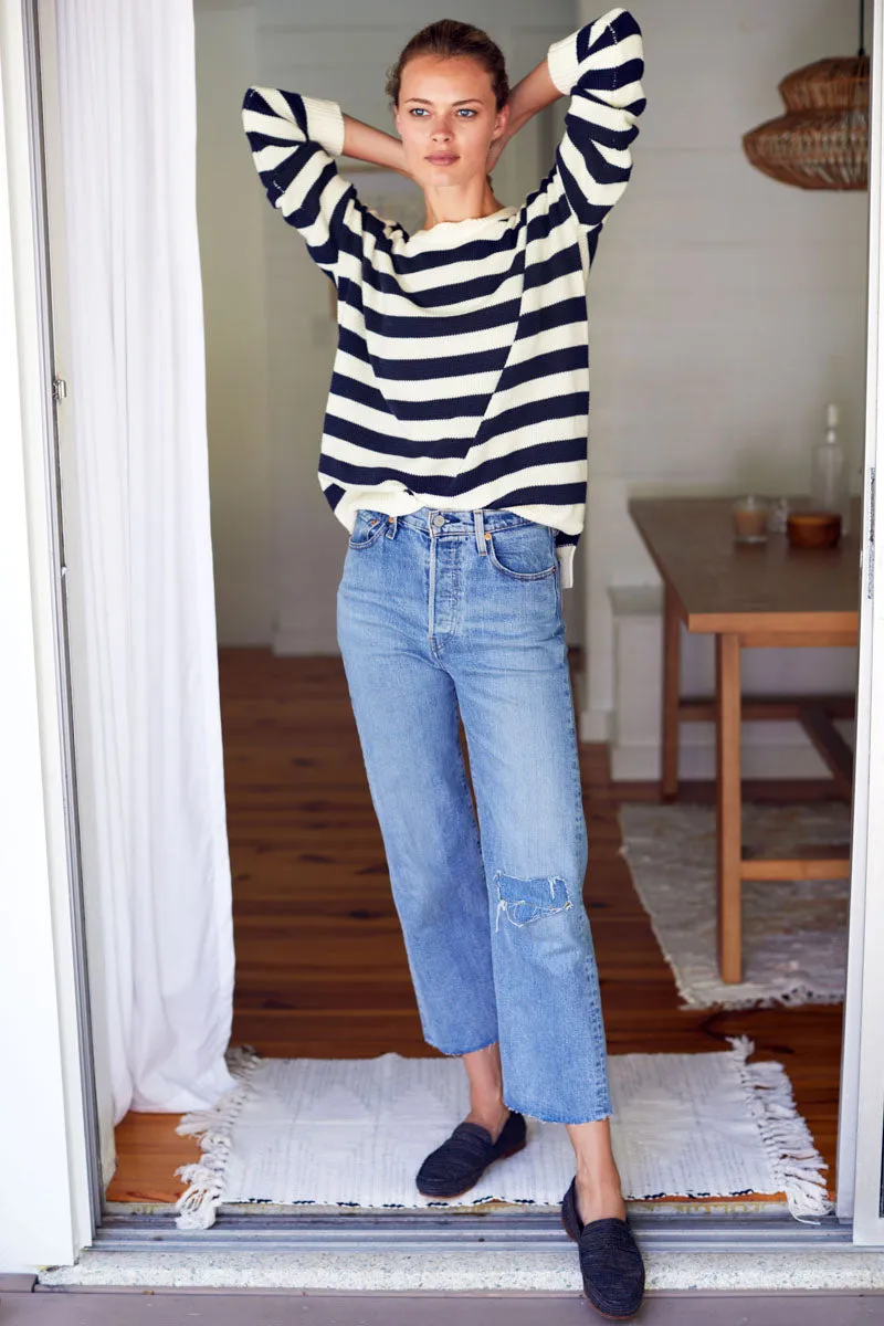 Carolyn Sweater - Navy French Stripe Organic