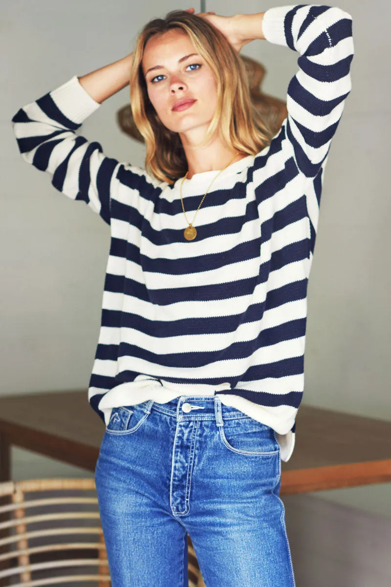 Carolyn Sweater - Navy French Stripe Organic