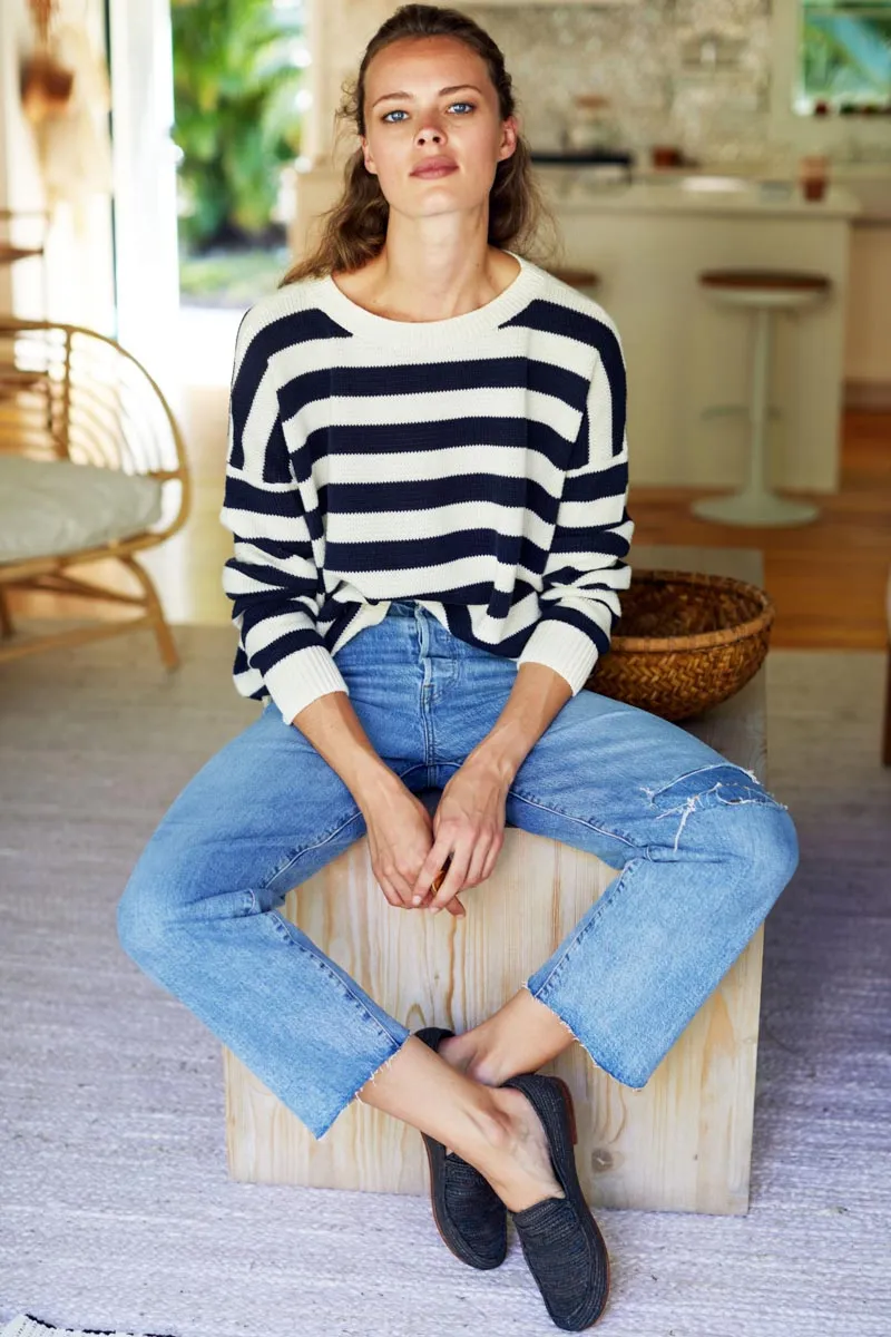 Carolyn Sweater - Navy French Stripe Organic