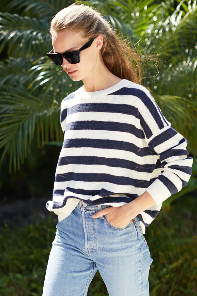 Carolyn Sweater - Navy French Stripe Organic