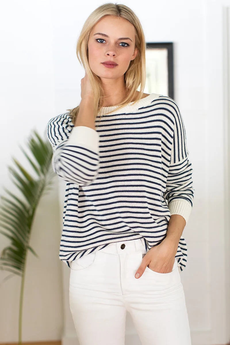 Carolyn Sweater - Navy Stripe Organic