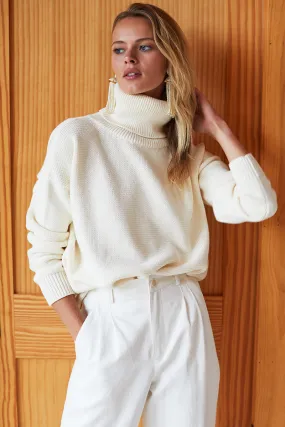 Carolyn Turtleneck Sweater - Ivory Organic