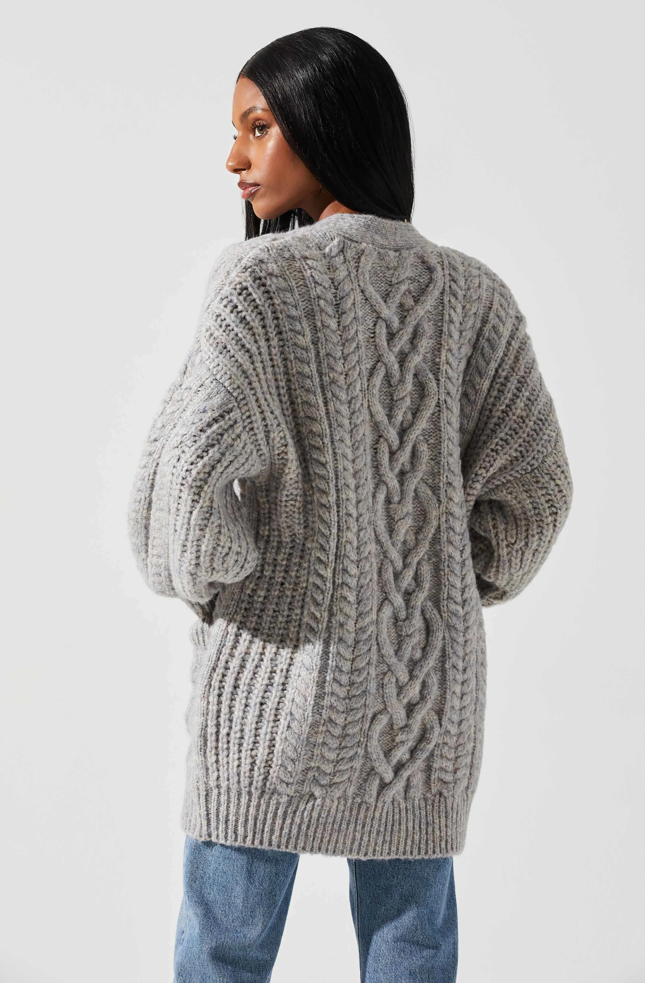 Charli Cable Knit Oversized Cardigan Sweater