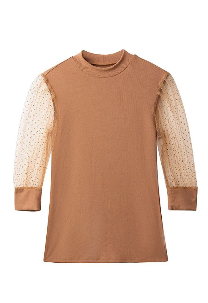 Chicwish  | Flock Dots Elbow Sleeves Ribbed Top