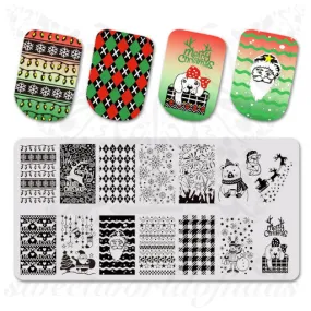 Christmas Nail Stamping Plate Cute Dog Bear