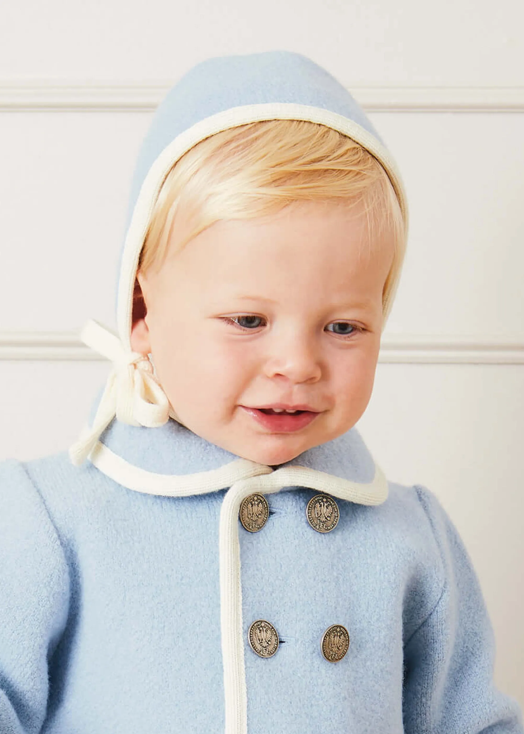 Classic Austrian Contrast Trim Wool Bonnet in Baby Blue (S-L)