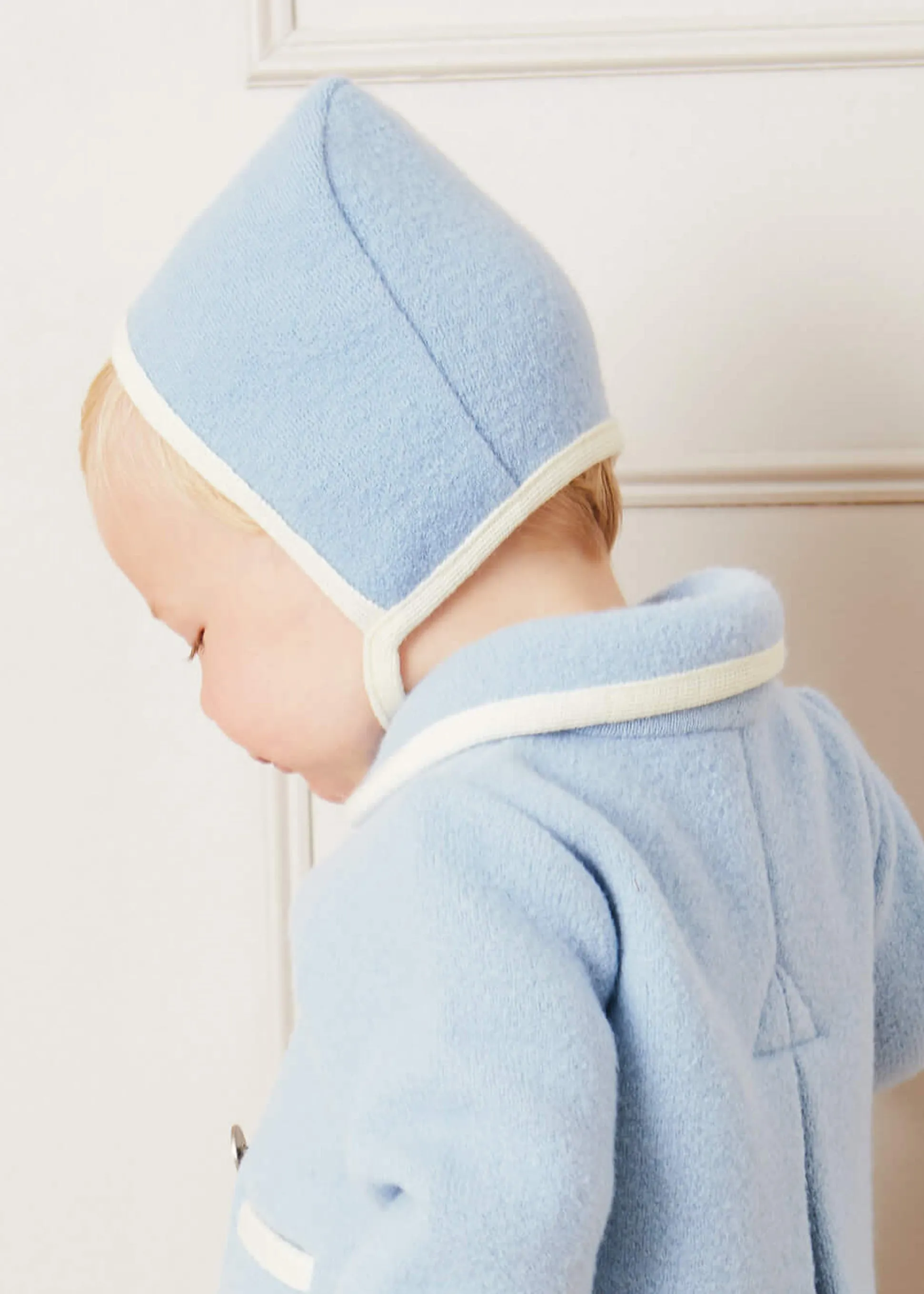 Classic Austrian Contrast Trim Wool Bonnet in Baby Blue (S-L)