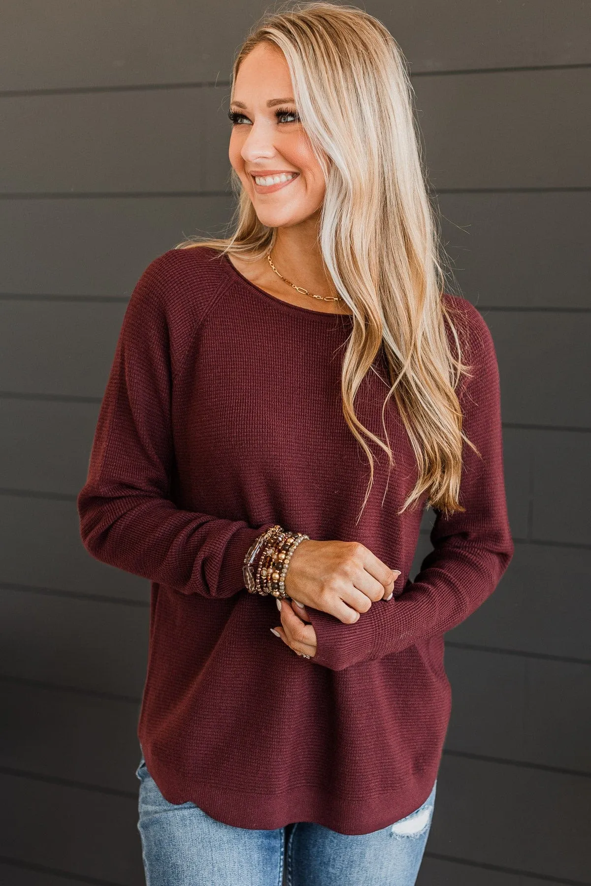 Confidence Boost Knit Sweater- Burgundy