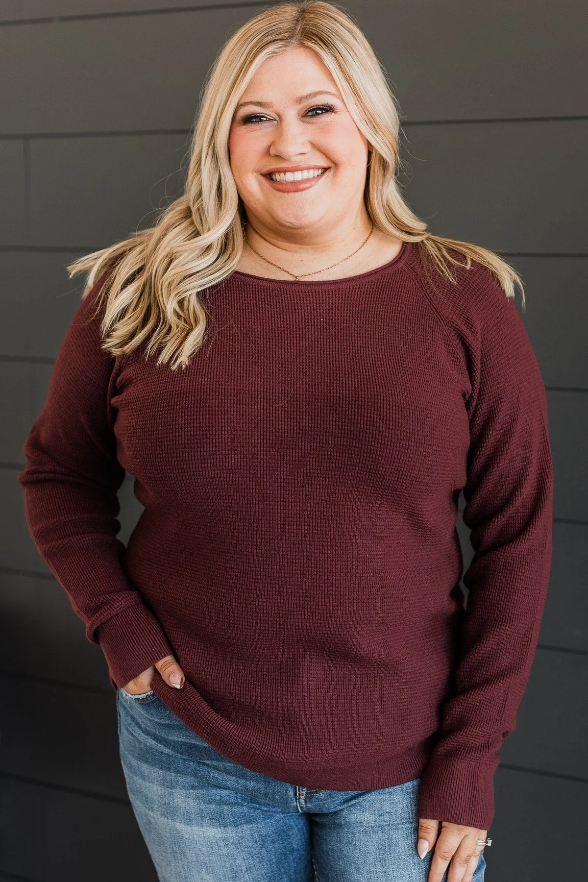 Confidence Boost Knit Sweater- Burgundy