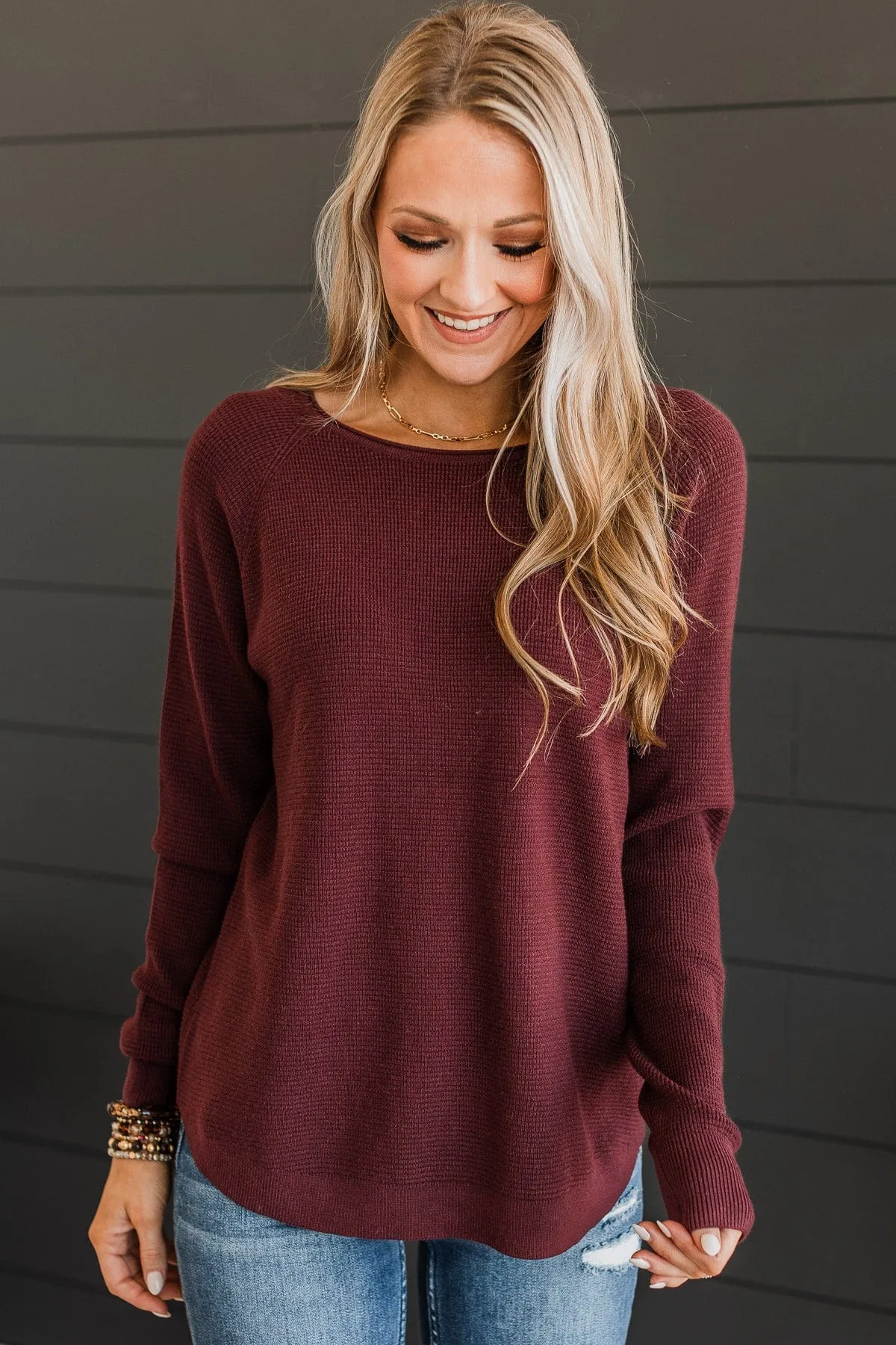 Confidence Boost Knit Sweater- Burgundy