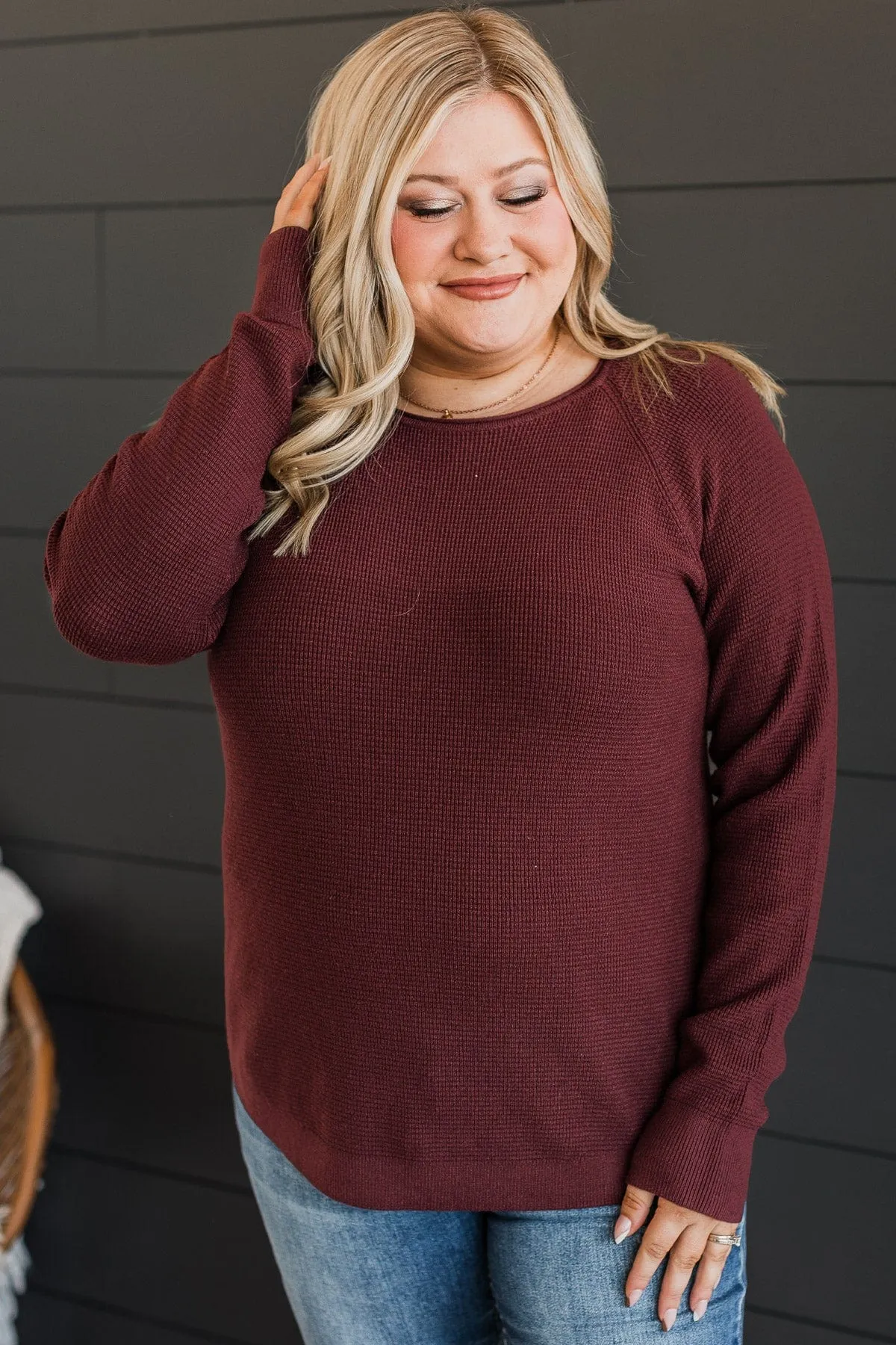 Confidence Boost Knit Sweater- Burgundy